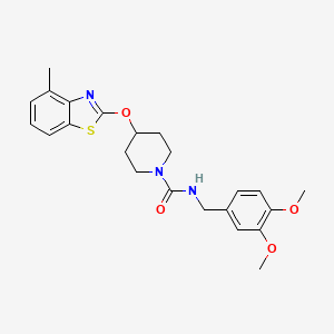 molecular formula C23H27N3O4S B2512976 N-[(3,4-dimethoxyphenyl)methyl]-4-[(4-methyl-1,3-benzothiazol-2-yl)oxy]piperidine-1-carboxamide CAS No. 1286725-02-7