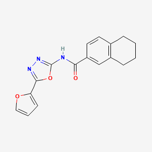 molecular formula C17H15N3O3 B2513018 N-[5-(furan-2-yl)-1,3,4-oxadiazol-2-yl]-5,6,7,8-tetrahydronaphthalene-2-carboxamide CAS No. 851095-42-6