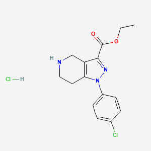 molecular formula C15H17Cl2N3O2 B2513023 ethyl 1-(4-chlorophenyl)-1H,4H,5H,6H,7H-pyrazolo[4,3-c]pyridine-3-carboxylate hydrochloride CAS No. 1706459-16-6