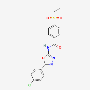 molecular formula C17H14ClN3O4S B2513037 N-[5-(4-chlorophenyl)-1,3,4-oxadiazol-2-yl]-4-(ethanesulfonyl)benzamide CAS No. 886939-50-0