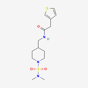 molecular formula C14H23N3O3S2 B2513049 N-{[1-(dimethylsulfamoyl)piperidin-4-yl]methyl}-2-(thiophen-3-yl)acetamide CAS No. 2034356-67-5