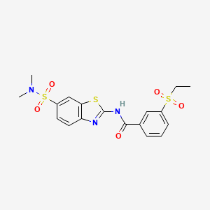 molecular formula C18H19N3O5S3 B2513050 N-[6-(dimethylsulfamoyl)-1,3-benzothiazol-2-yl]-3-(ethanesulfonyl)benzamide CAS No. 923244-80-8