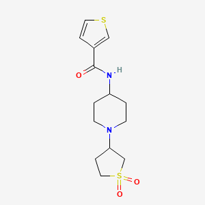 molecular formula C14H20N2O3S2 B2513087 N-(1-(1,1-dioxidotetrahydrothiophen-3-yl)piperidin-4-yl)thiophene-3-carboxamide CAS No. 2034335-42-5