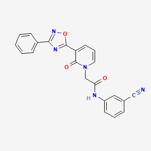 molecular formula C22H15N5O3 B2513094 N-(3-cyanophenyl)-2-[2-oxo-3-(3-phenyl-1,2,4-oxadiazol-5-yl)-1,2-dihydropyridin-1-yl]acetamide CAS No. 1105214-71-8