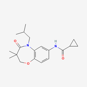 molecular formula C19H26N2O3 B2513133 N-(5-isobutyl-3,3-dimethyl-4-oxo-2,3,4,5-tetrahydrobenzo[b][1,4]oxazepin-7-yl)cyclopropanecarboxamide CAS No. 921792-79-2