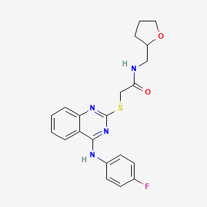 2-[4-(4-fluoroanilino)quinazolin-2-yl]sulfanyl-N-(oxolan-2-ylmethyl)acetamide