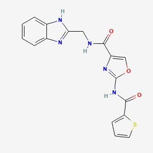 molecular formula C17H13N5O3S B2513165 N-((1H-benzo[d]imidazol-2-yl)methyl)-2-(thiophene-2-carboxamido)oxazole-4-carboxamide CAS No. 1286698-72-3