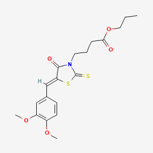 propyl 4-[(5Z)-5-[(3,4-dimethoxyphenyl)methylidene]-4-oxo-2-sulfanylidene-1,3-thiazolidin-3-yl]butanoate