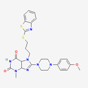 molecular formula C27H29N7O3S2 B2513183 7-[3-(1,3-benzothiazol-2-ylsulfanyl)propyl]-8-[4-(4-methoxyphenyl)piperazin-1-yl]-3-methyl-2,3,6,7-tetrahydro-1H-purine-2,6-dione CAS No. 714917-62-1