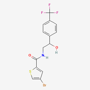 molecular formula C14H11BrF3NO2S B2513185 4-bromo-N-(2-hydroxy-2-(4-(trifluoromethyl)phenyl)ethyl)thiophene-2-carboxamide CAS No. 1788542-77-7