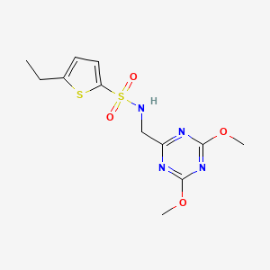 molecular formula C12H16N4O4S2 B2513235 N-[(4,6-dimethoxy-1,3,5-triazin-2-yl)methyl]-5-ethylthiophene-2-sulfonamide CAS No. 2034466-04-9