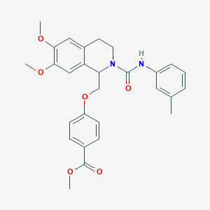 molecular formula C28H30N2O6 B2513249 Methyl 4-((6,7-dimethoxy-2-(m-tolylcarbamoyl)-1,2,3,4-tetrahydroisoquinolin-1-yl)methoxy)benzoate CAS No. 449766-29-4