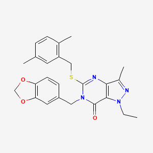 6-(benzo[d][1,3]dioxol-5-ylmethyl)-5-((2,5-dimethylbenzyl)thio)-1-ethyl-3-methyl-1H-pyrazolo[4,3-d]pyrimidin-7(6H)-one