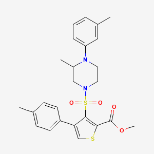 molecular formula C25H28N2O4S2 B2513255 Methyl 3-{[3-methyl-4-(3-methylphenyl)piperazin-1-yl]sulfonyl}-4-(4-methylphenyl)thiophene-2-carboxylate CAS No. 941888-80-8