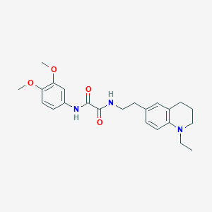 molecular formula C23H29N3O4 B2513287 N'-(3,4-dimethoxyphenyl)-N-[2-(1-ethyl-1,2,3,4-tetrahydroquinolin-6-yl)ethyl]ethanediamide CAS No. 955531-46-1