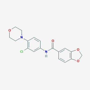 molecular formula C18H17ClN2O4 B251329 N-[3-CHLORO-4-(MORPHOLIN-4-YL)PHENYL]-2H-13-BENZODIOXOLE-5-CARBOXAMIDE 
