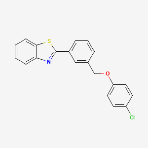 molecular formula C20H14ClNOS B2513296 2-{3-[(4-Chlorophenoxy)methyl]phenyl}-1,3-benzothiazole CAS No. 866136-11-0