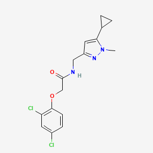 molecular formula C16H17Cl2N3O2 B2513300 N-((5-cyclopropyl-1-methyl-1H-pyrazol-3-yl)methyl)-2-(2,4-dichlorophenoxy)acetamide CAS No. 1448135-34-9