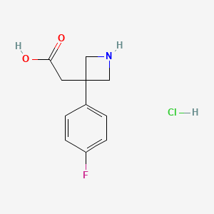 molecular formula C11H13ClFNO2 B2513313 2-[3-(4-Fluorophenyl)azetidin-3-yl]acetic acid;hydrochloride CAS No. 2567504-02-1