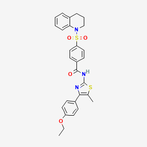 molecular formula C28H27N3O4S2 B2513325 N-[4-(4-ethoxyphenyl)-5-methyl-1,3-thiazol-2-yl]-4-(1,2,3,4-tetrahydroquinoline-1-sulfonyl)benzamide CAS No. 536732-75-9