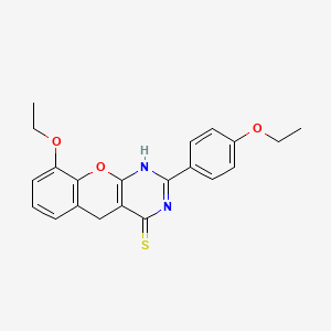 molecular formula C21H20N2O3S B2513326 9-ethoxy-2-(4-ethoxyphenyl)-3H,4H,5H-chromeno[2,3-d]pyrimidine-4-thione CAS No. 866726-98-9