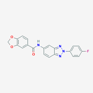 molecular formula C20H13FN4O3 B251333 N-[2-(4-fluorophenyl)-2H-1,2,3-benzotriazol-5-yl]-1,3-benzodioxole-5-carboxamide 