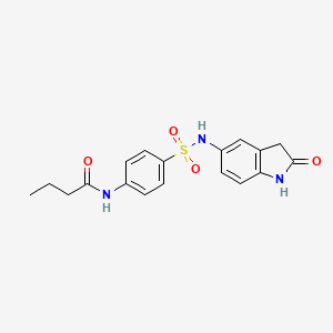 molecular formula C18H19N3O4S B2513355 N-(4-(N-(2-oxoindolin-5-yl)sulfamoyl)phenyl)butyramide CAS No. 921773-34-4