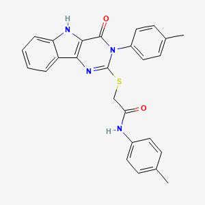 molecular formula C26H22N4O2S B2513388 N-(4-methylphenyl)-2-{[3-(4-methylphenyl)-4-oxo-3H,4H,5H-pyrimido[5,4-b]indol-2-yl]sulfanyl}acetamide CAS No. 536704-56-0