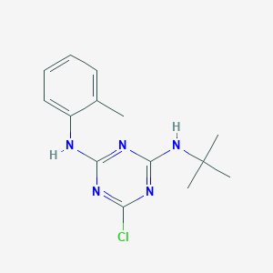molecular formula C14H18ClN5 B2513412 N2-(tert-Butyl)-6-chloro-N4-(o-tolyl)-1,3,5-triazine-2,4-diamine CAS No. 299929-73-0