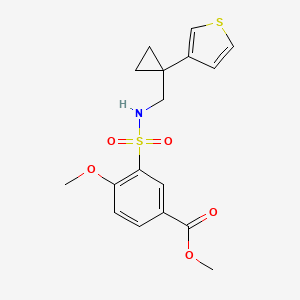 molecular formula C17H19NO5S2 B2513441 Methyl 4-methoxy-3-({[1-(thiophen-3-yl)cyclopropyl]methyl}sulfamoyl)benzoate CAS No. 2415530-57-1
