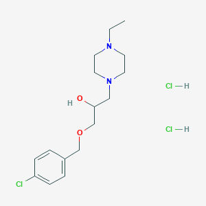 molecular formula C16H27Cl3N2O2 B2513443 1-[(4-chlorophenyl)methoxy]-3-(4-ethylpiperazin-1-yl)propan-2-ol Dihydrochloride CAS No. 478785-11-4