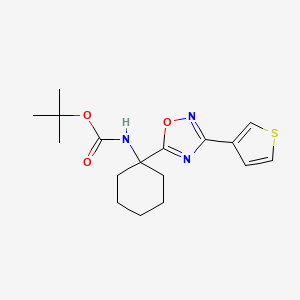 molecular formula C17H23N3O3S B2513475 Tert-butyl {1-[3-(3-thienyl)-1,2,4-oxadiazol-5-yl]cyclohexyl}carbamate CAS No. 1445612-78-1