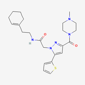 N-(2-(cyclohex-1-en-1-yl)ethyl)-2-(3-(4-methylpiperazine-1-carbonyl)-5-(thiophen-2-yl)-1H-pyrazol-1-yl)acetamide