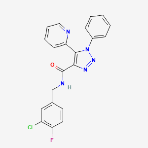 molecular formula C21H15ClFN5O B2513480 N-[(3-chloro-4-fluorophenyl)methyl]-1-phenyl-5-(pyridin-2-yl)-1H-1,2,3-triazole-4-carboxamide CAS No. 1396808-99-3