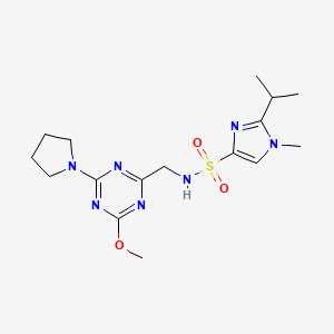 2-isopropyl-N-((4-methoxy-6-(pyrrolidin-1-yl)-1,3,5-triazin-2-yl)methyl)-1-methyl-1H-imidazole-4-sulfonamide
