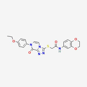 molecular formula C23H21N5O5S B2513514 N-(2,3-dihydro-1,4-benzodioxin-6-yl)-2-{[7-(4-ethoxyphenyl)-8-oxo-7H,8H-[1,2,4]triazolo[4,3-a]pyrazin-3-yl]sulfanyl}acetamide CAS No. 1223812-19-8