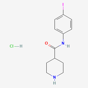 molecular formula C12H16ClIN2O B2513527 N-(4-Iodophenyl)piperidine-4-carboxamide;hydrochloride CAS No. 1416549-80-8