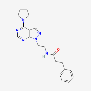 molecular formula C20H24N6O B2513529 3-phenyl-N-(2-(4-(pyrrolidin-1-yl)-1H-pyrazolo[3,4-d]pyrimidin-1-yl)ethyl)propanamide CAS No. 1021122-96-2