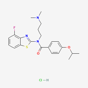 molecular formula C22H27ClFN3O2S B2513530 N-(3-(dimethylamino)propyl)-N-(4-fluorobenzo[d]thiazol-2-yl)-4-isopropoxybenzamide hydrochloride CAS No. 1216649-45-4