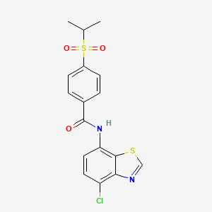 molecular formula C17H15ClN2O3S2 B2513539 N-(4-chloro-1,3-benzothiazol-7-yl)-4-(propane-2-sulfonyl)benzamide CAS No. 946268-34-4
