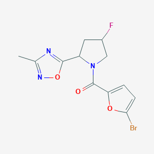 5-[1-(5-Bromofuran-2-carbonyl)-4-fluoropyrrolidin-2-yl]-3-methyl-1,2,4-oxadiazole