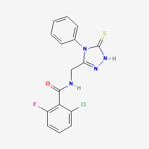 2-chloro-6-fluoro-N-[(4-phenyl-5-sulfanylidene-1H-1,2,4-triazol-3-yl)methyl]benzamide