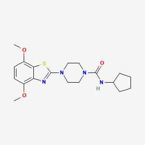 molecular formula C19H26N4O3S B2513550 N-cyclopentyl-4-(4,7-dimethoxy-1,3-benzothiazol-2-yl)piperazine-1-carboxamide CAS No. 1211799-54-0
