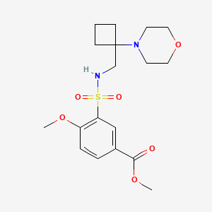 molecular formula C18H26N2O6S B2513551 Methyl 4-methoxy-3-({[1-(morpholin-4-yl)cyclobutyl]methyl}sulfamoyl)benzoate CAS No. 2380185-03-3