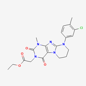 ethyl 2-(9-(3-chloro-4-methylphenyl)-1-methyl-2,4-dioxo-1,2,6,7,8,9-hexahydropyrimido[2,1-f]purin-3(4H)-yl)acetate
