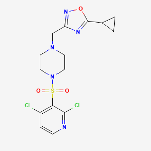 molecular formula C15H17Cl2N5O3S B2513576 1-[(5-Cyclopropyl-1,2,4-oxadiazol-3-yl)methyl]-4-[(2,4-dichloropyridin-3-yl)sulfonyl]piperazine CAS No. 1428056-04-5