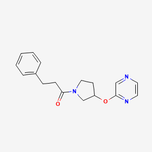 3-Phenyl-1-(3-(pyrazin-2-yloxy)pyrrolidin-1-yl)propan-1-one
