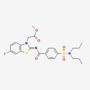 Methyl 2-[2-[4-(dipropylsulfamoyl)benzoyl]imino-6-fluoro-1,3-benzothiazol-3-yl]acetate