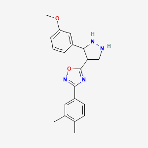 3-(3,4-Dimethylphenyl)-5-[3-(3-methoxyphenyl)pyrazolidin-4-yl]-1,2,4-oxadiazole