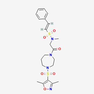 molecular formula C21H28N4O6S2 B2513605 (E)-N-[2-[4-[(3,5-二甲基-1,2-噁唑-4-基)磺酰基]-1,4-二氮杂环戊烷-1-基]-2-氧代乙基]-N-甲基-2-苯乙烯磺酰胺 CAS No. 1111464-73-3